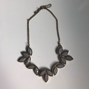 Gray leaves statement necklace